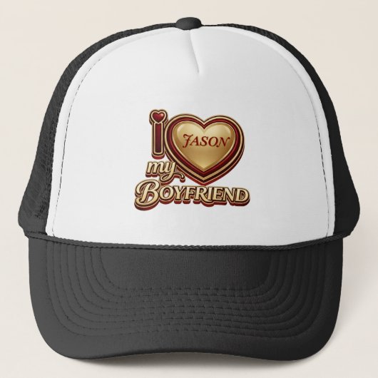 Personalized I Love My Boyfriend Custom Name Truckerkappe (Vorderseite)