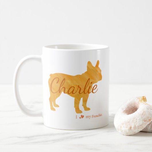 Personalized I Love My Frenchie French Bulldog Kaffeetasse (Mit Donut)