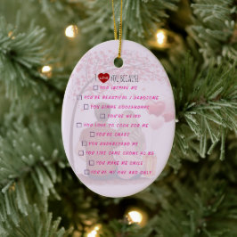 Personalized"I Love You Because"Checklist Romantic Keramik Ornament