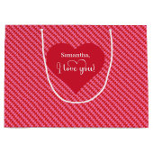 Personalized I Love You Pink Hearts Valentine Große Geschenktüte (Vorderseite)