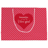 Personalized I Love You Pink Hearts Valentine Große Geschenktüte (Rückseite)