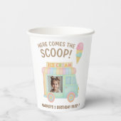 Personalized Ice Cream Truck Photo Birthday Pappbecher (Rückseite)