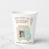 Personalized Ice Cream Truck Photo Birthday Pappbecher (Vorderseite)