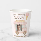 Personalized Ice Cream Truck Photo Birthday  Pappbecher (Rückseite)