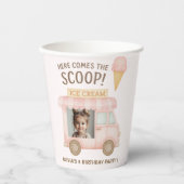 Personalized Ice Cream Truck Photo Birthday  Pappbecher (Vorderseite)