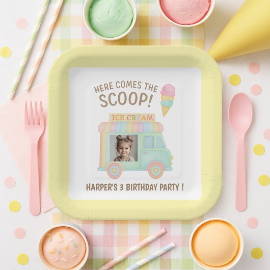 Personalized Ice Cream Truck Photo Birthday Party  Pappteller