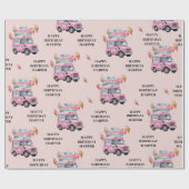 Personalized Ice Cream Truck Pink Birthday Geschenkpapier (Flach)