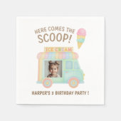 Personalized Ice Cream Truck Rainbow Photo Serviette (Vorderseite)