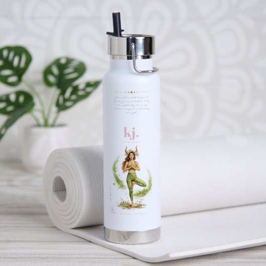 Personalized Illustrated Taurus Zodiac Quote Trinkflasche (Yoga (gedreht)