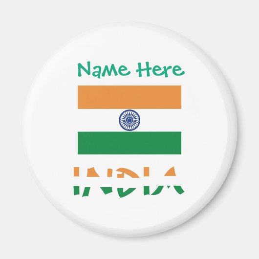 Personalized India Flag Round Magnet (Vorne)