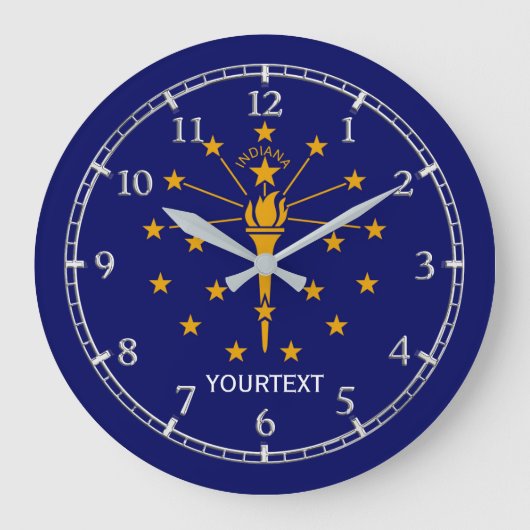Personalized Indiana State Flag Design on Große Wanduhr (Vorderseite)