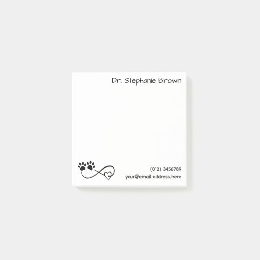 Personalized Infinity Heart and Paws Post-it Notes Klebezettel (Vorderseite)
