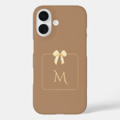 Personalized Initial Bow Brown Aesthetic Case-Mate iPhone Hülle (Rückseite)