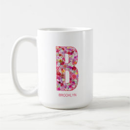 Personalized Initial | Floral Letter B Monogram Kaffeetasse