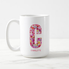 Personalized Initial | Floral Letter C Monogram Kaffeetasse