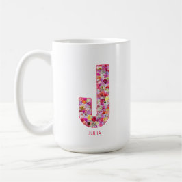 Personalized Initial | Floral Letter J Monogram  Kaffeetasse