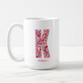 Personalized Initial | Floral Letter K Monogram Kaffeetasse