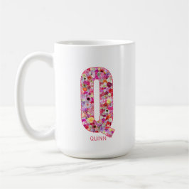 Personalized Initial | Floral Letter Q Monogram Kaffeetasse