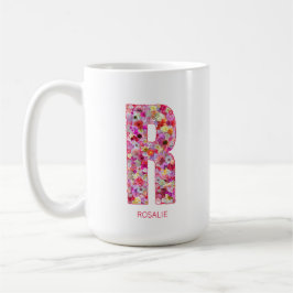 Personalized Initial | Floral Letter R Monogram Kaffeetasse