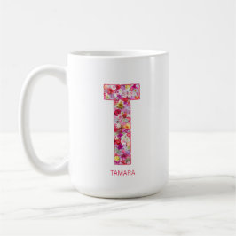 Personalized Initial | Floral Letter R Monogram Kaffeetasse
