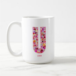 Personalized Initial | Floral Letter U Monogram Kaffeetasse