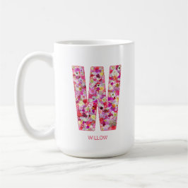 Personalized Initial | Floral Letter W Monogram Kaffeetasse