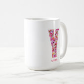 Personalized Initial | Floral Letter Y Monogram Kaffeetasse (VorderseiteRechts)