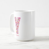 Personalized Initial | Floral Letter Y Monogram Kaffeetasse (Vorderseite Links)