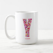 Personalized Initial | Floral Letter Y Monogram Kaffeetasse (Links)