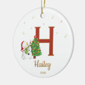 Personalized Initial Letter Custom Name Snowman Keramik Ornament (Links)