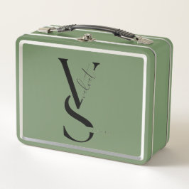 Personalized Initial Monogram Metal Lunch Pail Metall Brotdose