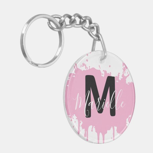 Personalized Initial & Name Acrylic Bag Charm Schlüsselanhänger (Vorderseite links)