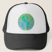 Personalized Initial 'S' Hat - Gold Teal Mandala Truckerkappe (Vorderseite)