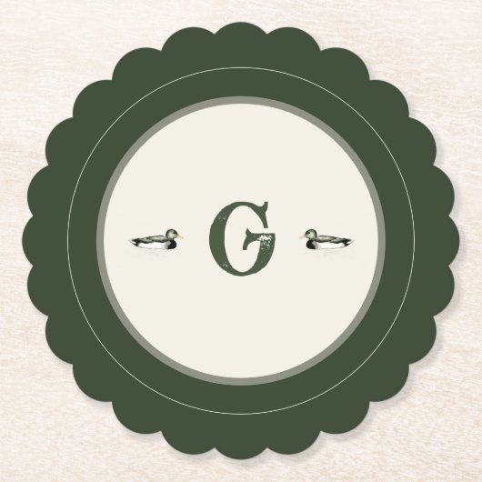 Personalized Initial Vintage Duck Coaster Untersetzer (Vorderseite)