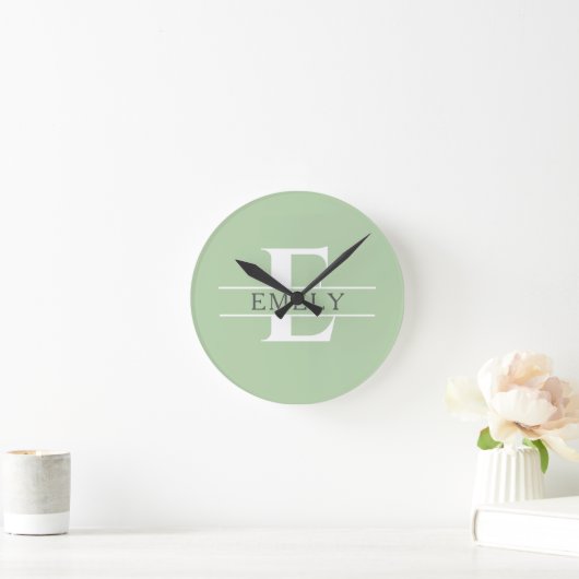 Personalized Initial Wall Clock, Custom Name Clock Runde Wanduhr (Zuhause)