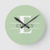 Personalized Initial Wall Clock, Custom Name Clock Runde Wanduhr (Vorderseite)