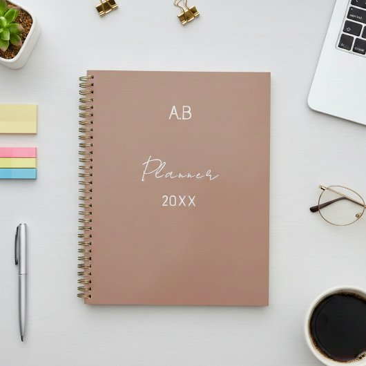 Personalized Initials Planner - Minimalist Coffee  Planer