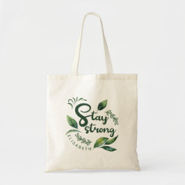 Personalized Inspirational Quote with Green Leaves Tragetasche