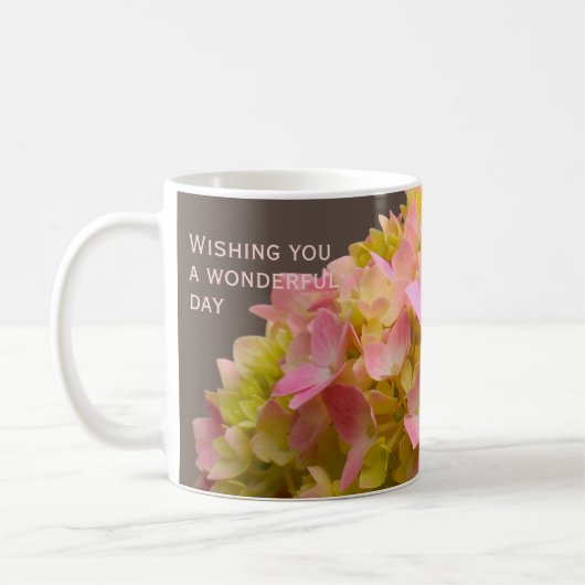 Personalized Inspirational Spring Hydrangea Flower Kaffeetasse (Links)