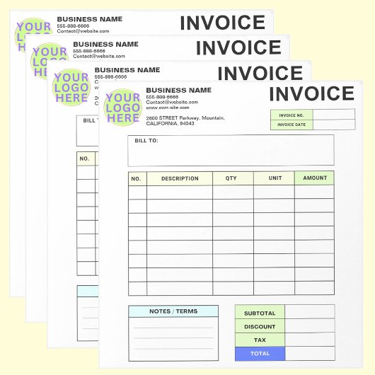 Personalized Invoice Order Form & Business Logo Notizblock