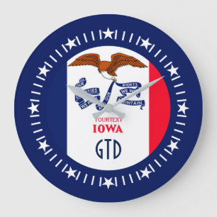 Personalized Iowa State Flag Design on Große Wanduhr