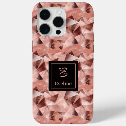 Personalized iPhone 16 Case Elegant Rose Gold Art (Rückseite)