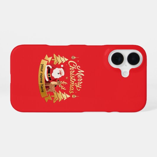 Personalized iPhone Christmas Santa Reindeer Case 16 Hülle (Rückseite (Horizontal))
