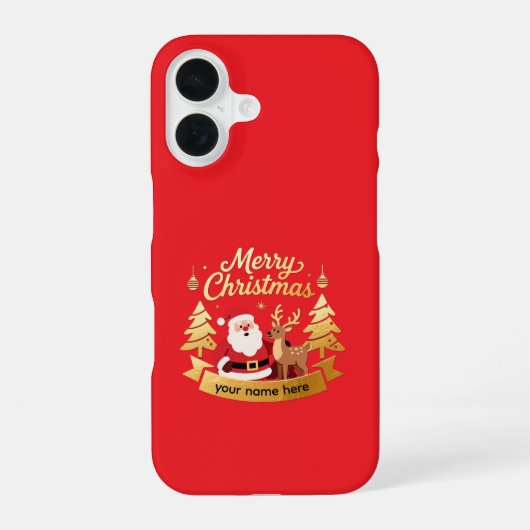 Personalized iPhone Christmas Santa Reindeer Case 16 Hülle (Rückseite)