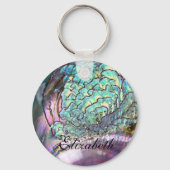 Personalized Iridescent Beautiful Natural Abalone Schlüsselanhänger (Vorderseite)