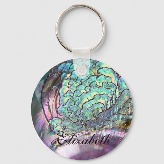Personalized Iridescent Beautiful Natural Abalone Schlüsselanhänger (Vorderseite)