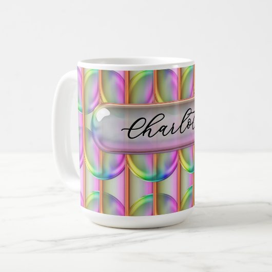 Personalized Iridescent Glass Custom Name Modern Kaffeetasse (Vorderseite Links)