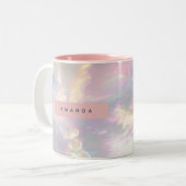 Personalized Iridescent Pastel Cloud Sky Zweifarbige Tasse (Vorderseite Links)