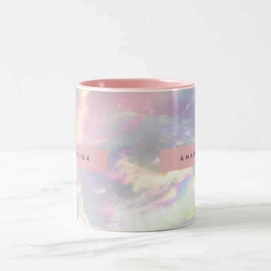 Personalized Iridescent Pastel Cloud Sky Zweifarbige Tasse (Mittel)