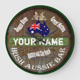 Personalized Irish Australian pub sign Große Wanduhr